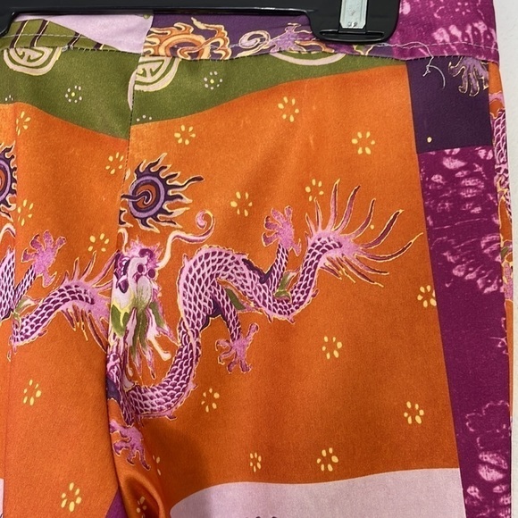 𝅺vintage made in USA patchwork oriental high waisted pants - Picture 9 of 10